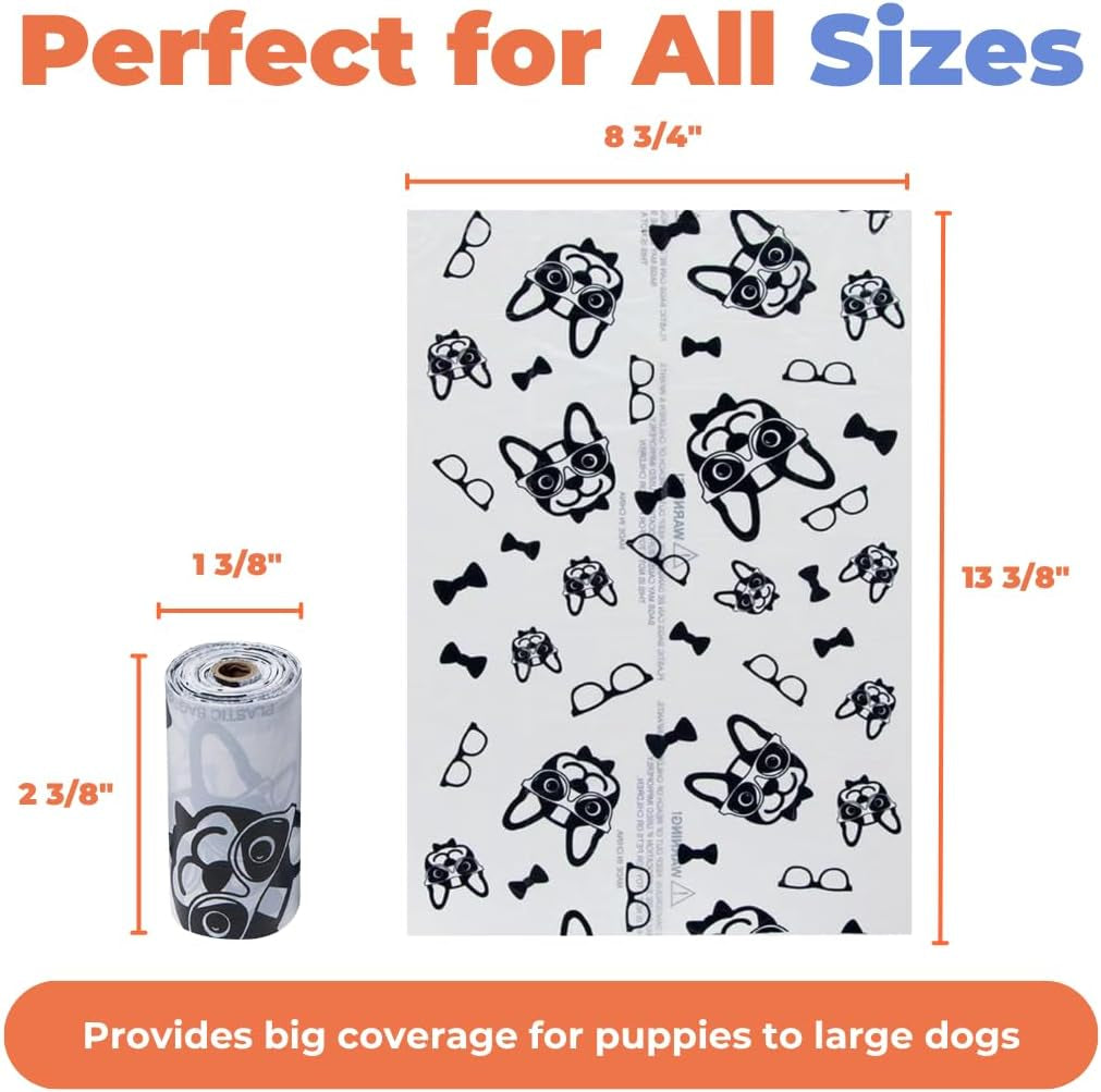 Dog Poop Bags for Waste Refuse Cleanup, Doggy Roll Replacements for Outdoor Puppy Walking and Travel, Leak Proof and Tear Resistant, Thick Plastic - White, 150 Bags