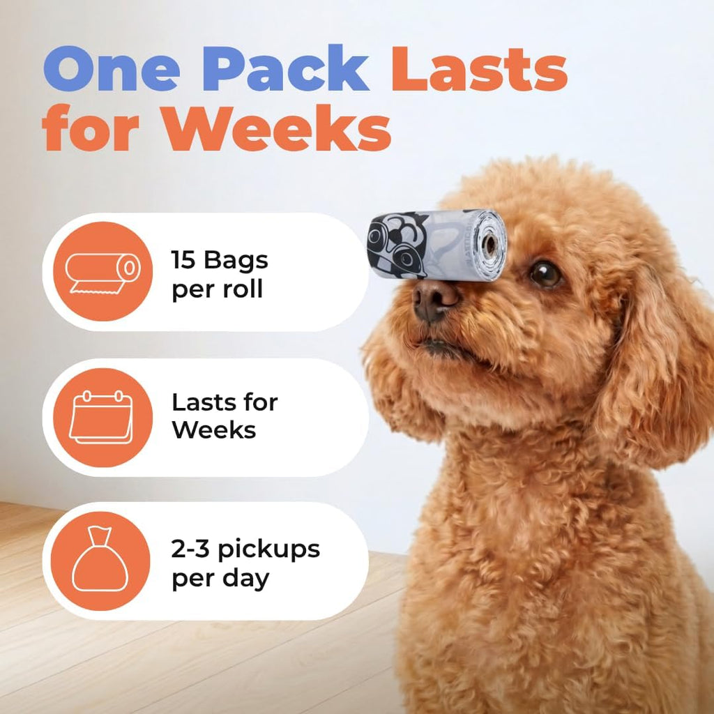Dog Poop Bags for Waste Refuse Cleanup, Doggy Roll Replacements for Outdoor Puppy Walking and Travel, Leak Proof and Tear Resistant, Thick Plastic - White, 150 Bags