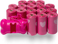Dog Poop Bags for Waste Refuse Cleanup, Doggy Roll Replacements for Outdoor Puppy Walking and Travel, Leak Proof and Tear Resistant, Thick Plastic - Pink Heart, 240 Bags