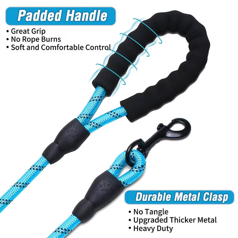 3M Pet Reflective Nylon Tow Rope Non Slip Foam Handle Pet Adjustable Towing Ropes Large Middlesmall Dogs Outdoors Pet Supplies