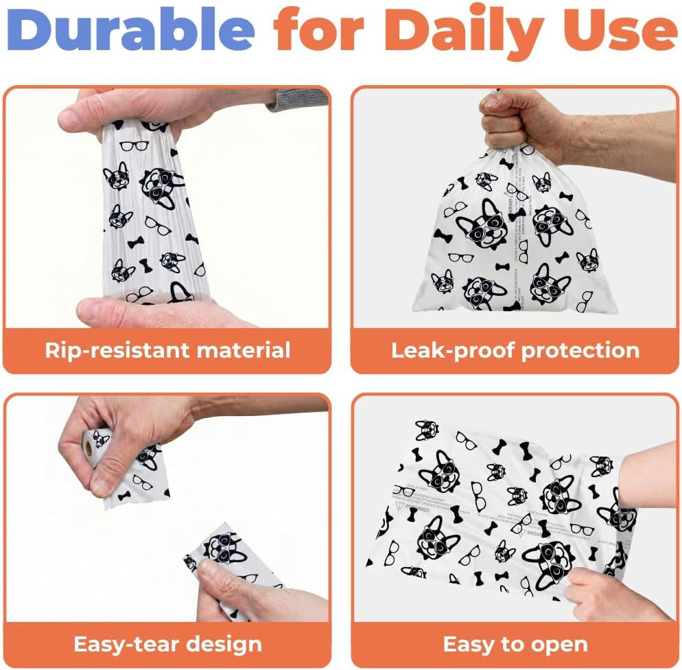 Dog Poop Bags for Waste Refuse Cleanup, Doggy Roll Replacements for Outdoor Puppy Walking and Travel, Leak Proof and Tear Resistant, Thick Plastic - White, 150 Bags